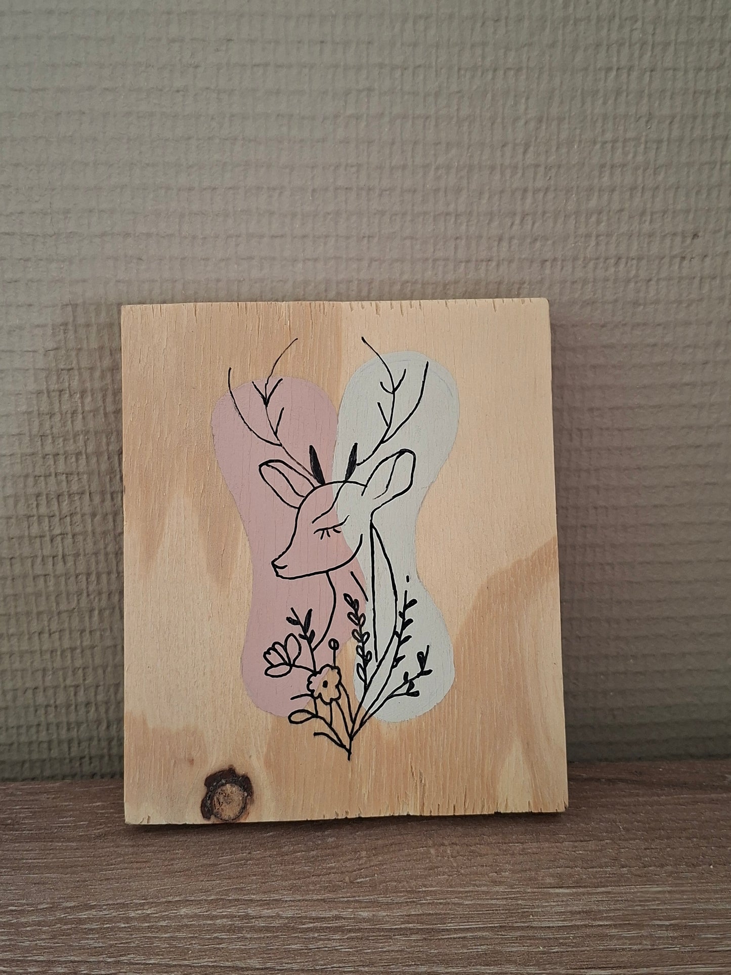 Handgemaakt Houten Kunstwerk – Hertje | Lijntekening