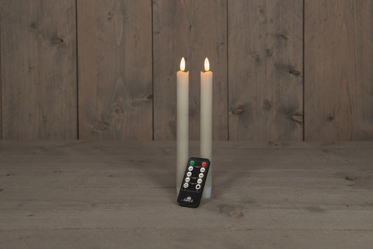 LED dinerkaars ivoor – rustiek wax, H23 cm, met afstandsbediening