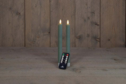 LED dinerkaars jade Groen – rustiek wax, H23 cm, met afstandsbediening