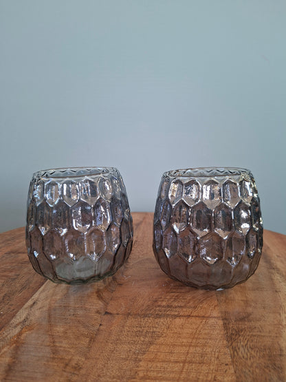 Set van 2 glazen theelichthouders 10x10 cm – stijlvol en sfeervol woonaccent