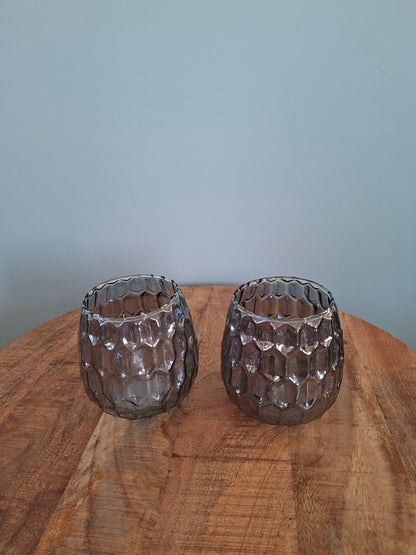 Set van 2 glazen theelichthouders 10x10 cm – stijlvol en sfeervol woonaccent