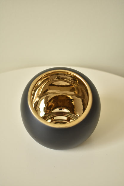 Theelichthouder Pia M – goud/zwart, L12,5 x B12,5 x H12 cm