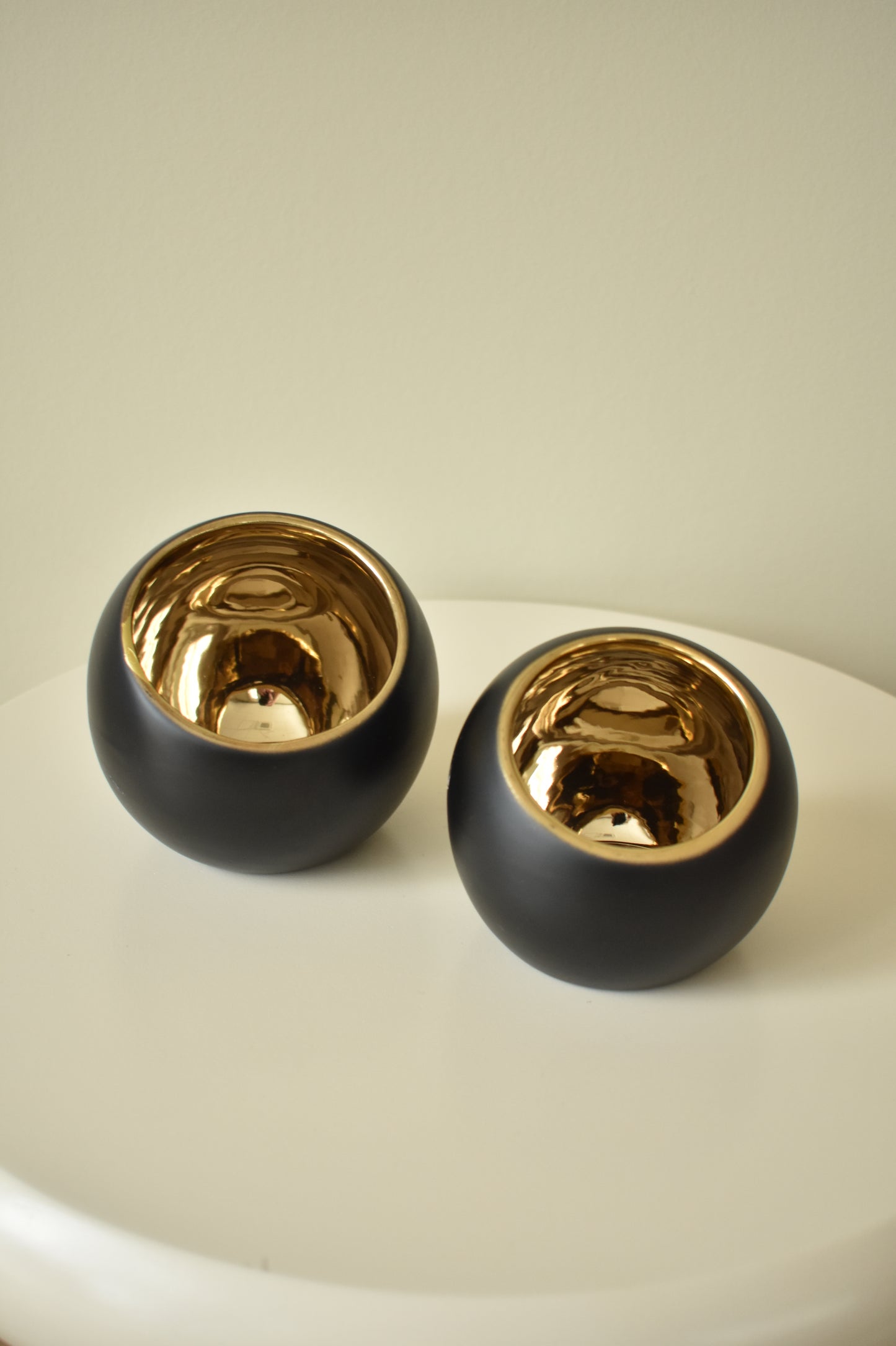 Theelichthouder Pia M – goud/zwart, L12,5 x B12,5 x H12 cm