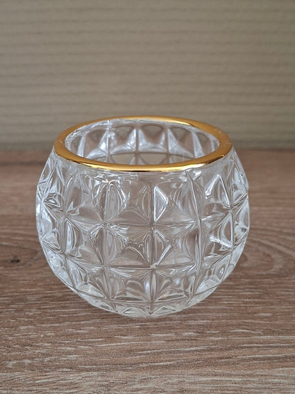 Set van 2 glazen waxinelichthouders met goudrand – stijlvol en elegant woonaccent