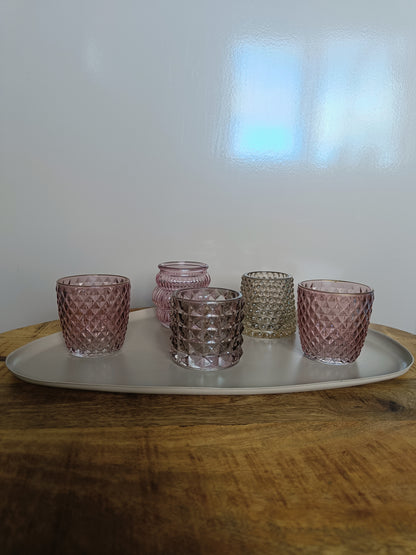 Budgetproof Setje – Organische sandkleurige tray met waxinelichthouders