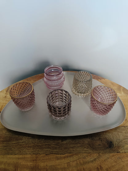 Budgetproof Setje – Organische sandkleurige tray met waxinelichthouders