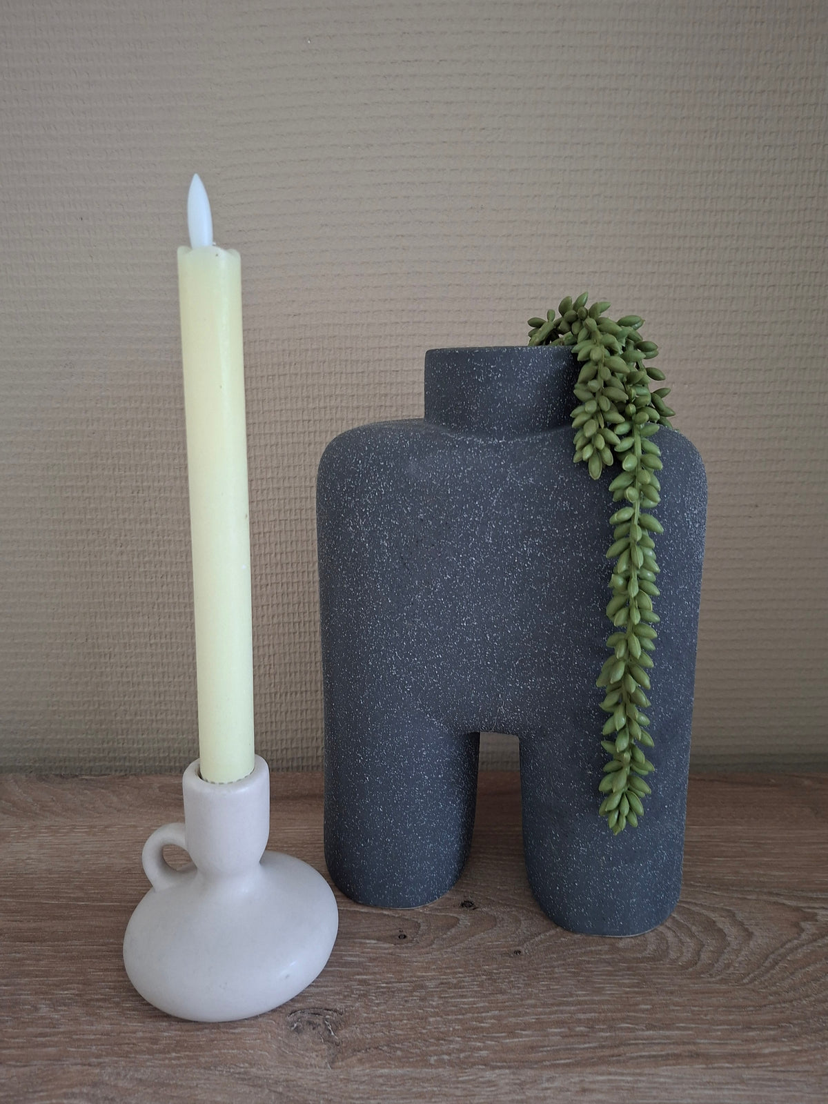 Kaarsenhouder keramiek mat tone – Ø9 x H9 cm