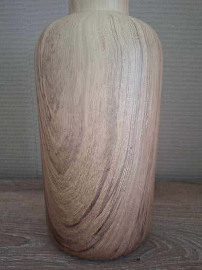 Keramieken Vaas Natural met Houtlook – Tijdloze Woondecoratie | Ø12 x H28 cm
