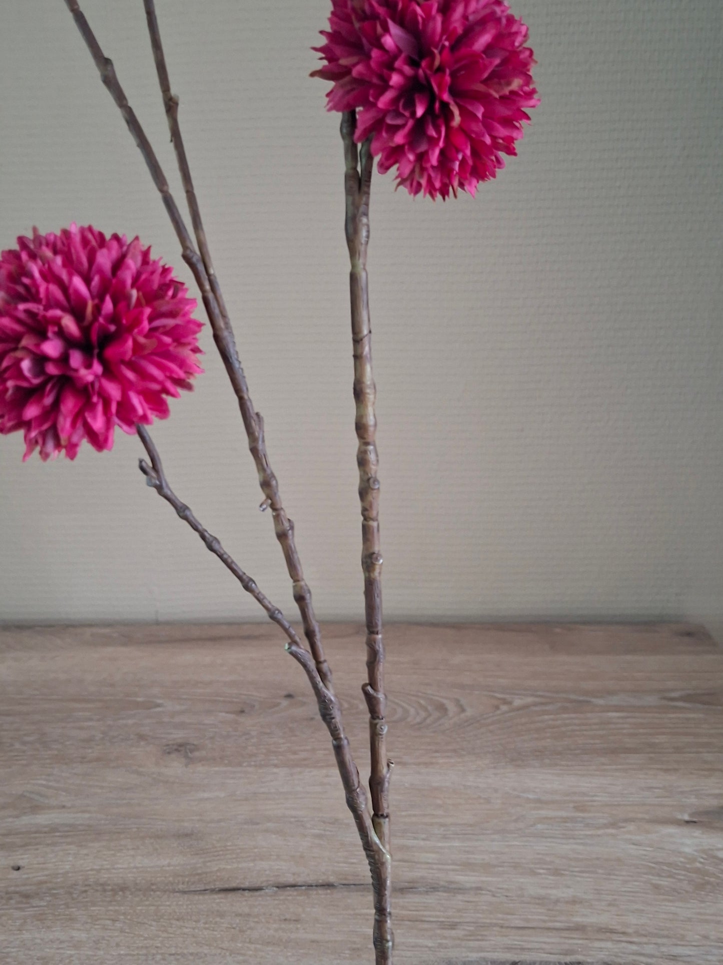 Pompom Spray – Burgundy, Wit & Light Purple | Decoratieve Kunsttak | 98 cm