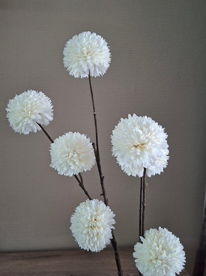 Pompom Spray – Burgundy, Wit & Light Purple | Decoratieve Kunsttak | 98 cm