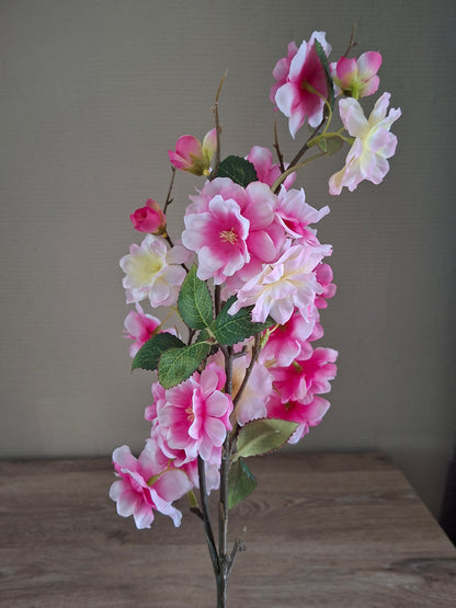 Bloesemtak Kunstbloem – Donkerroze & Wit | Decoratieve Bloesemtak | L75 cm