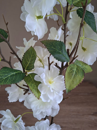 Bloesemtak Kunstbloem – Donkerroze & Wit | Decoratieve Bloesemtak | L75 cm