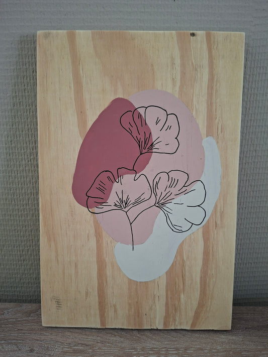 Handgemaakt Houten Kunstwerk – Blossom | Lijntekening