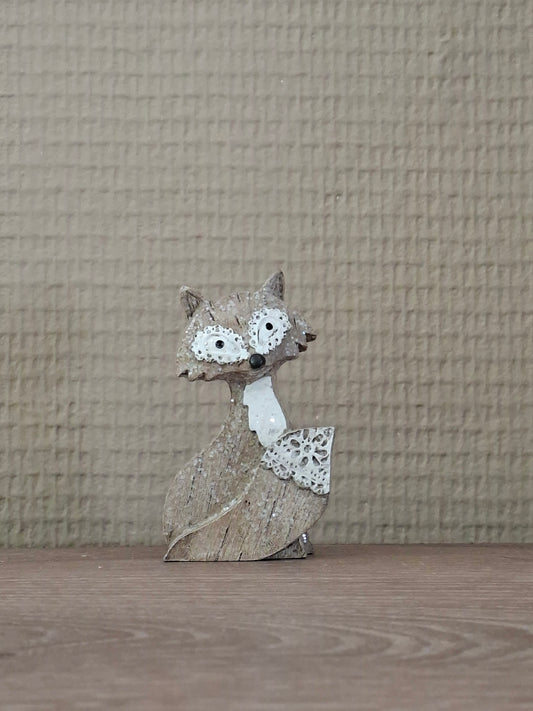 Vosje Grijs – Kijkend naar Links | Staart Omhoog | L4 x B3,5 x H8 cm